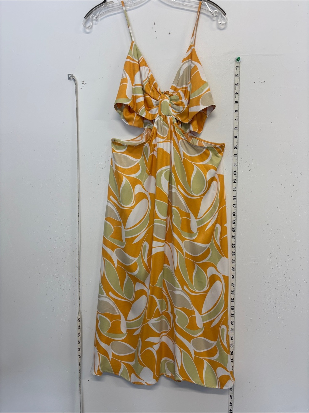 Anthropologie Mustard, Olive & Cream Abstract Cutout Dress